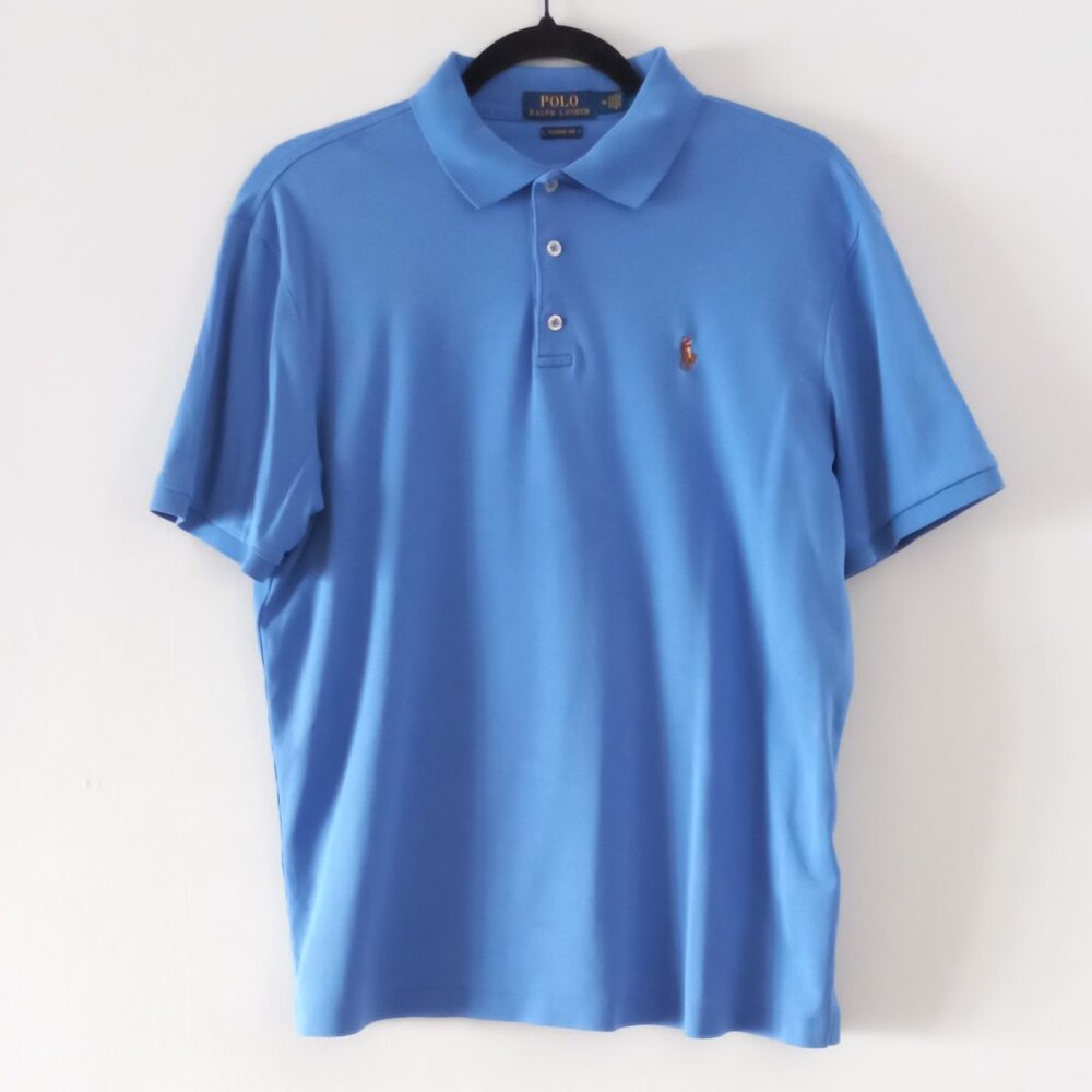 POLO RALPH LAUREN blue short sleeve polo shirt with full colour pony